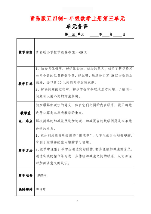 青岛版五四制一年级数学上册第三单元《走进花果山——10以内的加减法》电子备课