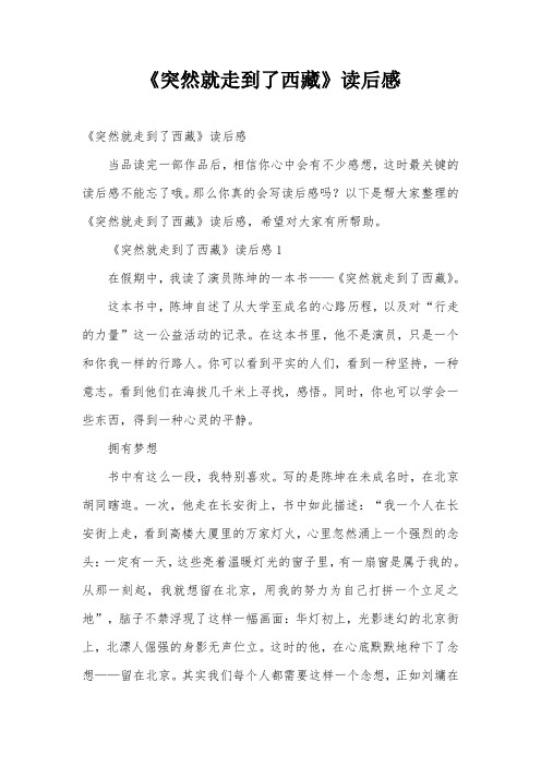 《突然就走到了西藏》读后感