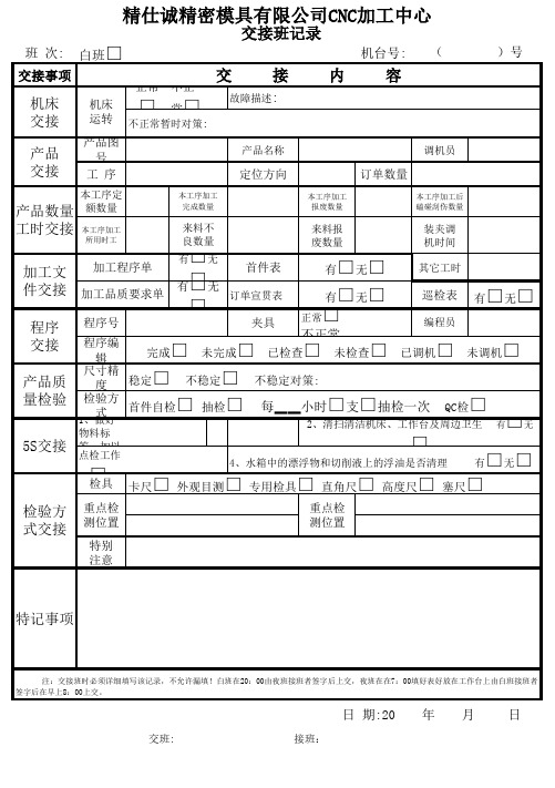 CNC交接班记录表