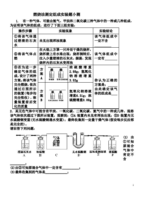 燃烧法测定组成(实验)