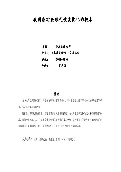 我国应对全球气候变化化的技术11