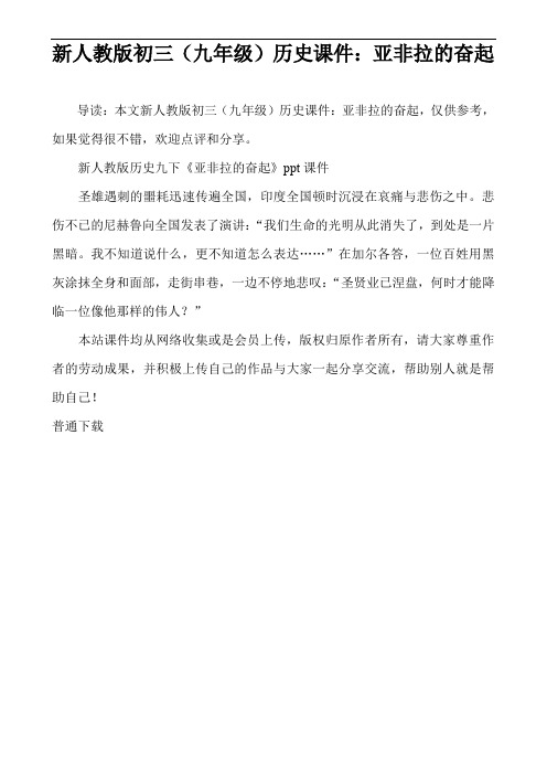 新人教版初三(九年级)历史课件：亚非拉的奋起