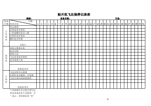 飞达保养记录表