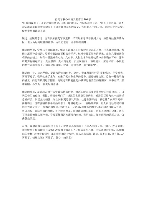 再见了我心中的天堂作文800字