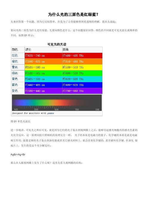 为什么光的三原色是红绿蓝？