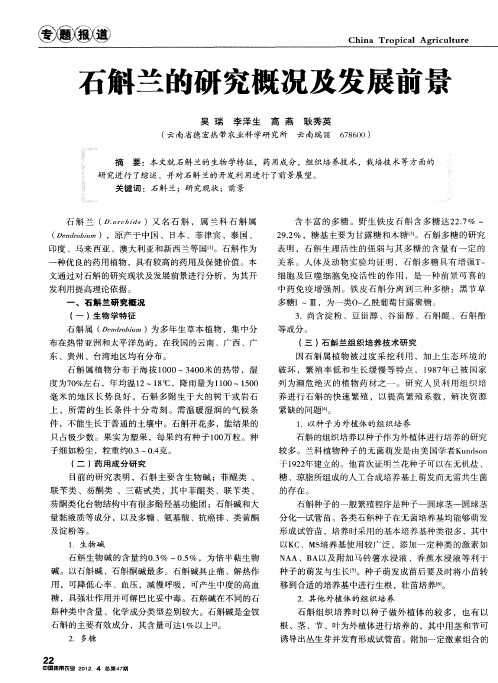 石斛兰的研究概况及发展前景