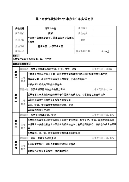 外事办主任职务说明书.doc