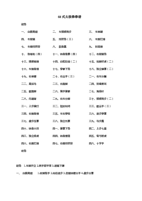 48式太极拳拳谱