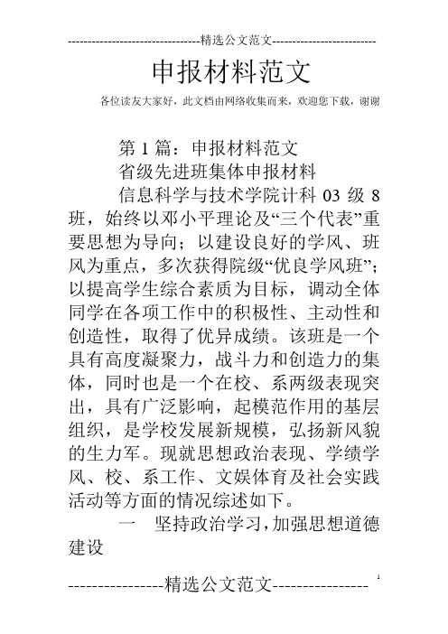 申报材料范文 