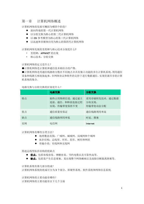 计算机网络复习文档要点