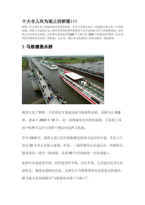 十大令人叹为观止的桥梁