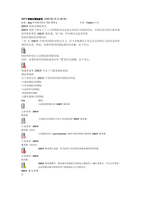 DHCP 控制台图标参考