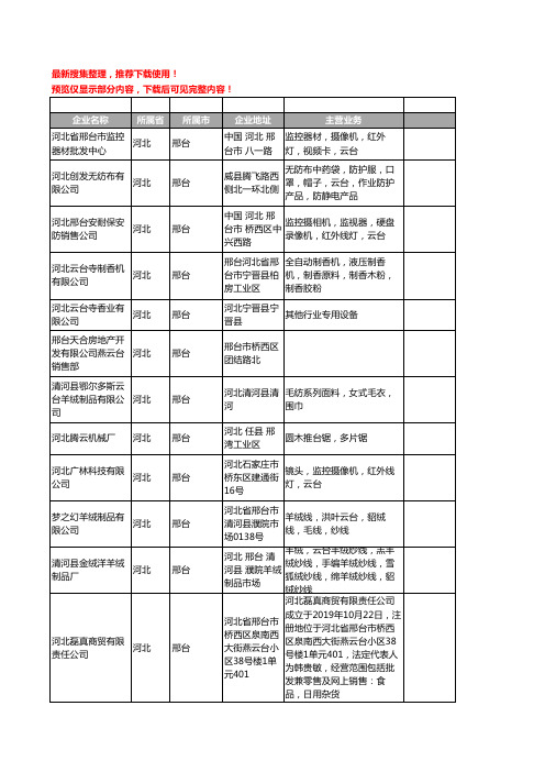 新版河北省邢台云台工商企业公司商家名录名单联系方式大全14家