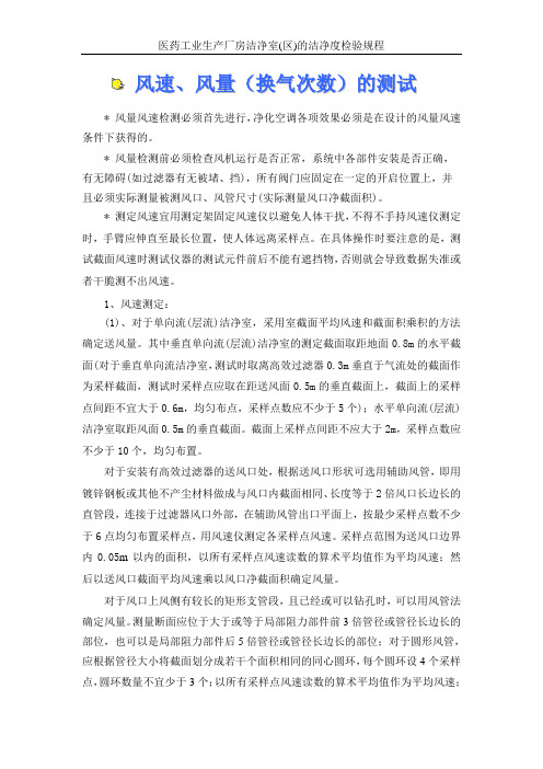 风速、风量(换气次数)的测试