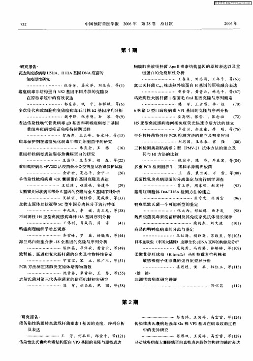 中国预防兽医学报 2006年 第28卷 总目次