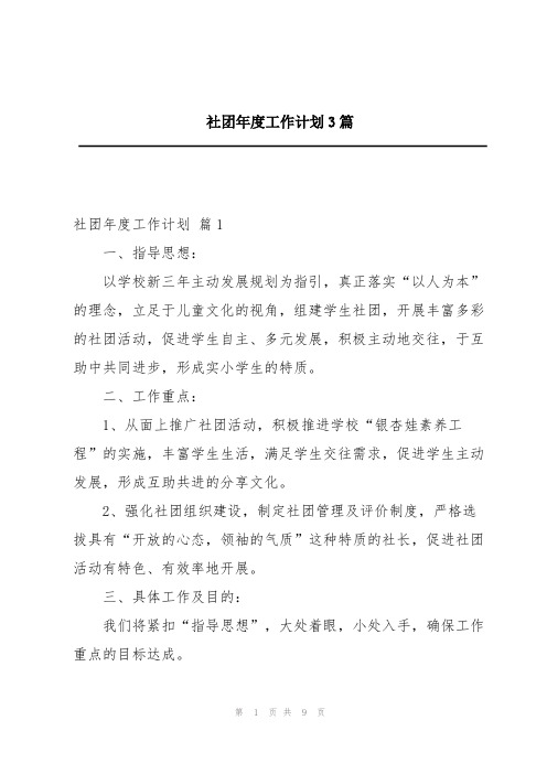 社团年度工作计划3篇