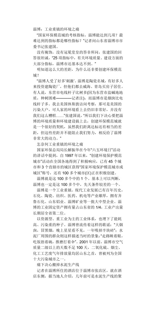 淄博的环境污染调查报告