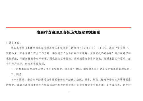 隐患排查治理及责任追究规定实施细则