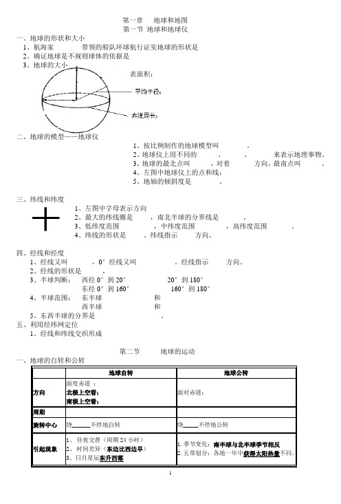 七年级地理上册第一章知识点