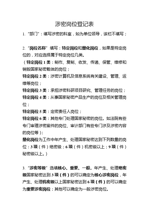 涉密岗位和涉密人员界定