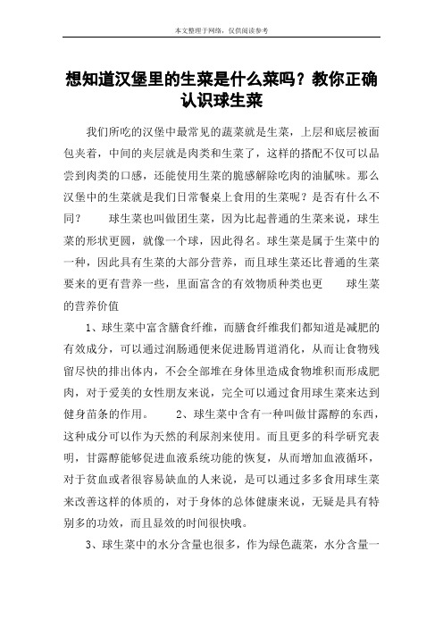 想知道汉堡里的生菜是什么菜吗？教你正确认识球生菜