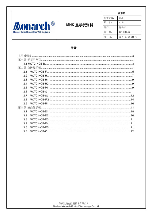 默纳克Aonarch MNK显示板资料