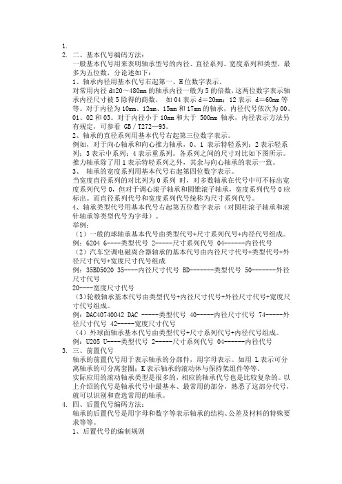 轴承基本代号辨别
