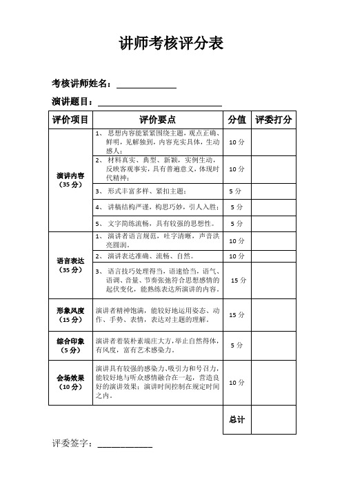 (完整版)讲师考核评分表