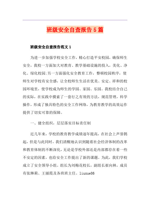 班级安全自查报告5篇