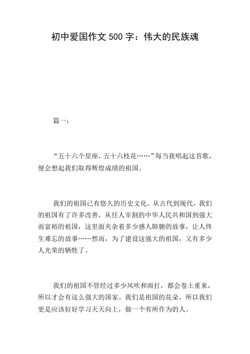 初中爱国作文500字：伟大的民族魂