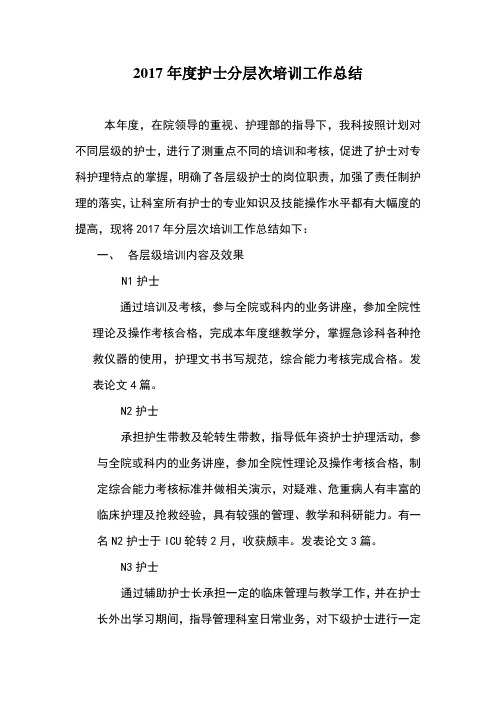 度护士分层次培训工作总结