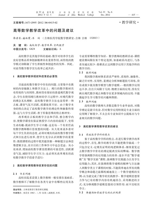 高等数学教学改革中的问题及建议