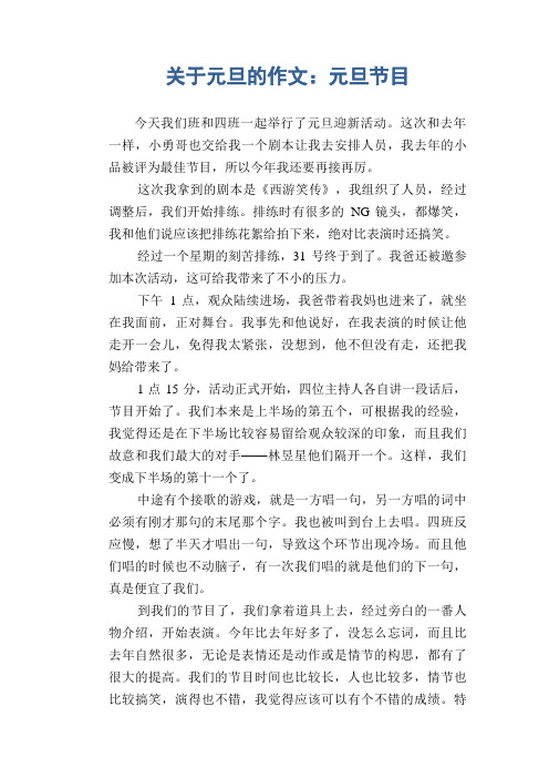 初中生关于元旦的满分作文：元旦节目