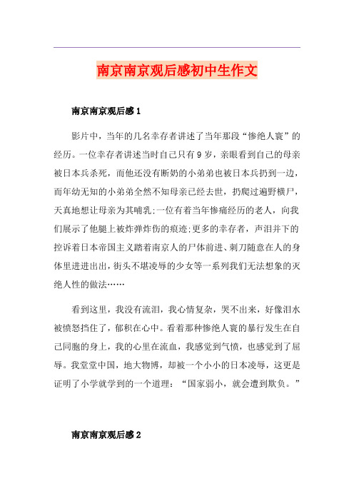 南京南京观后感初中生作文