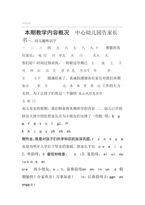 中心幼儿园大班寒假作业