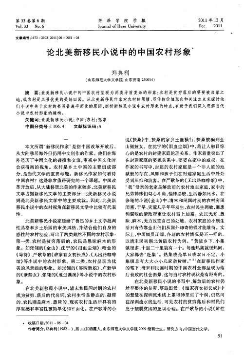 论北美新移民小说中的中国农村形象