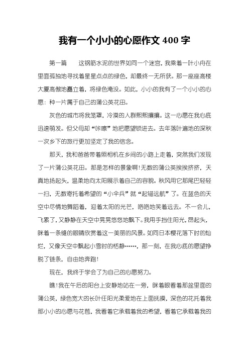 我有一个小小的心愿作文400字