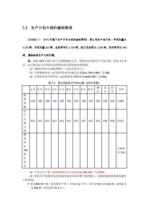 2.生产计划大纲的编制案例