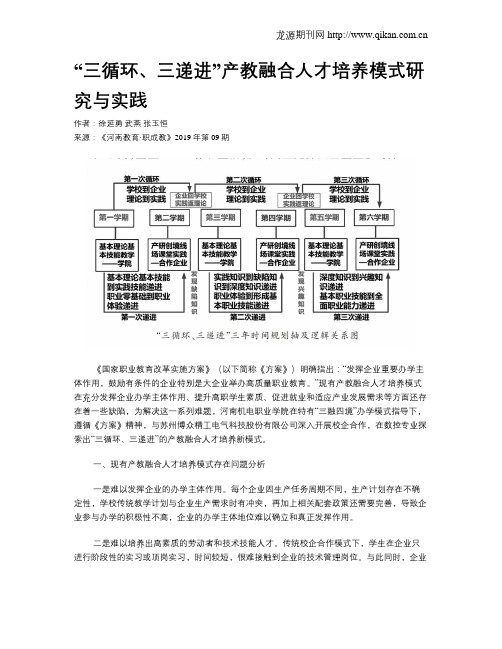 “三循环、三递进”产教融合人才培养模式研究与实践