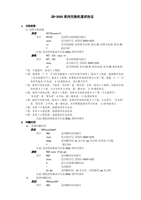 上海华亨电信设备有限公司sh-3000通信协议