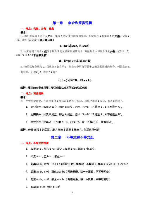 2015成人高考数学笔记(文科非常完整详细)