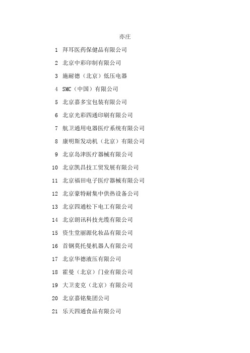 北京制造业企业名录