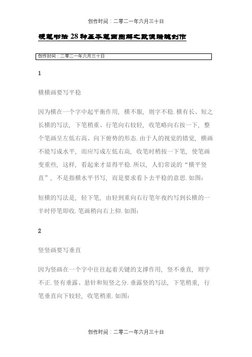 硬笔书法28种基本笔画图解