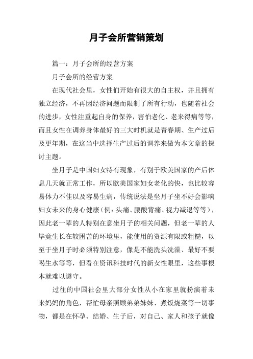 月子会所营销策划