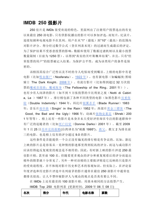IMDB 250强影片