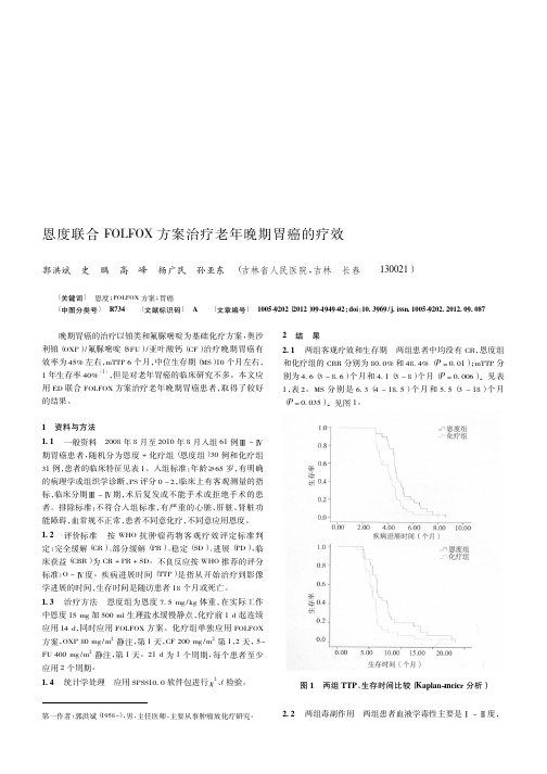 恩度联合FOLFOX方案治疗老年晚期胃癌的疗效