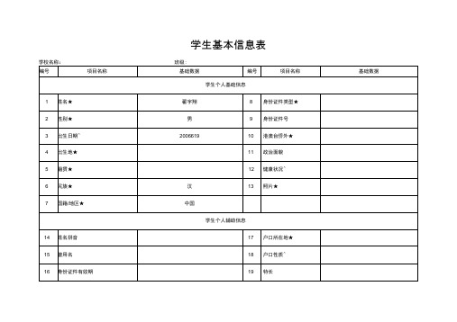 学生基本信息表(家长填)