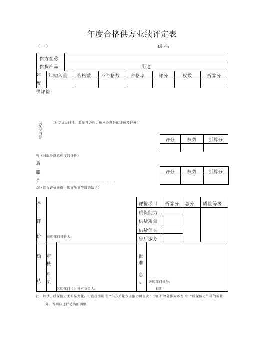 供应商和承包商评审记录表格