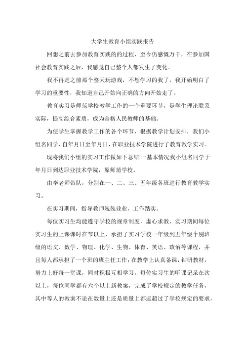 大学生教育小组实践报告-作文
