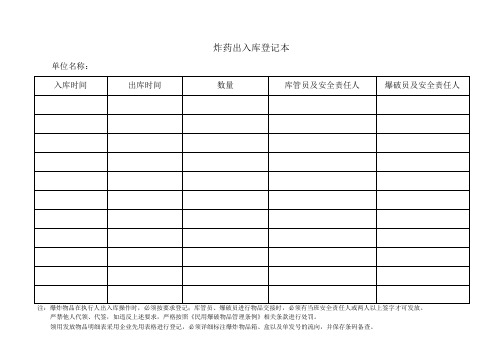 炸药库登记本